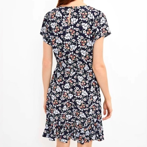 Loft Floral Godet Drawstring Dress Size M - Picture 5 of 8